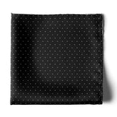 BLACK WITH WHITE POLKA SILK POCKET SQUARE